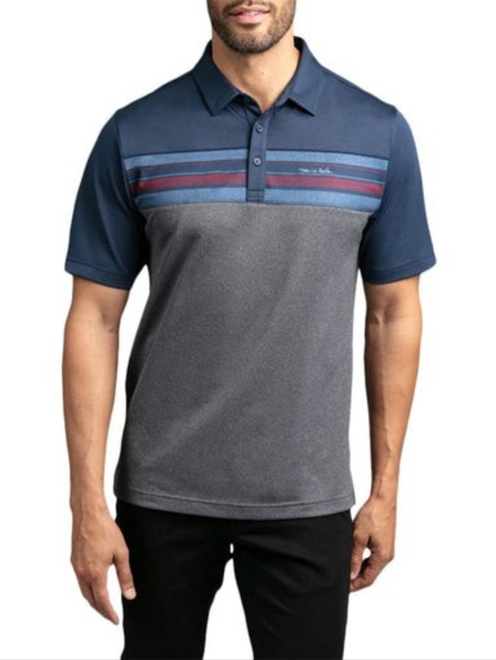 LIKE NEW Travis Mathew Mood indigo Sand Storm Golf Short Sleeve Polo Shirt Large